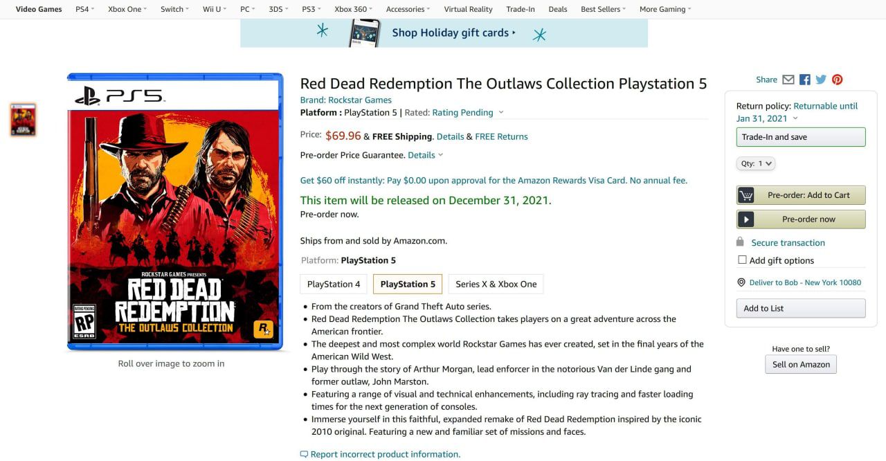 بازی Red Dead Redemption در آمازون