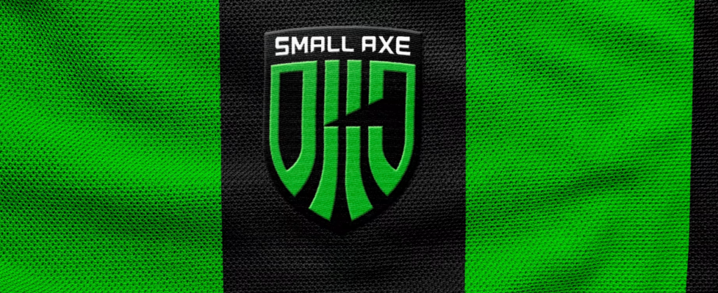 لوگو و نماد رسمی استودیوی بازیسازی Small Axe Studios با طرح پارچهای سبز و مشکی، مجری توسعه بازیهای جدید ورزشی AAA